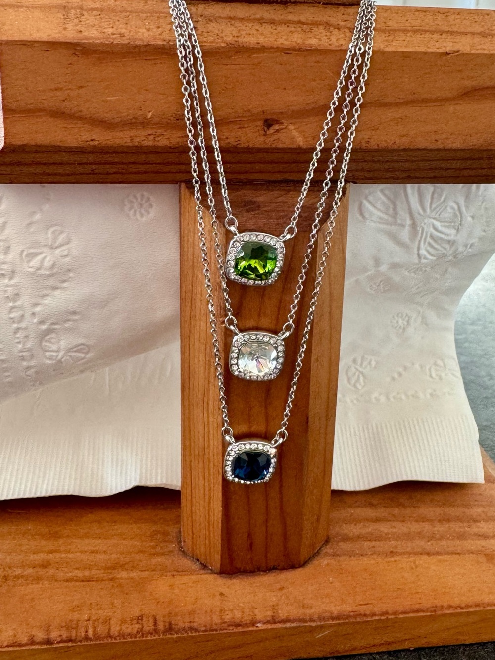 Park Lane 3-in-1 Blue, White, & Green Stone Pendant Necklace DAZZLE Sparkle Box